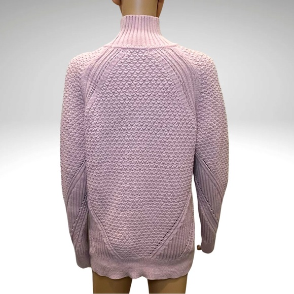 Calvin Klein High Neck Sweater Pullover Long Sleeve Rose Pink Mixed Knit Women L - Picture 3 of 10